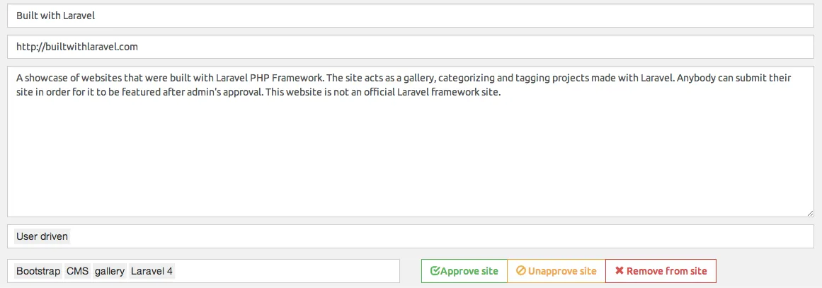 Builtwithlaravel CMS - adding websites
