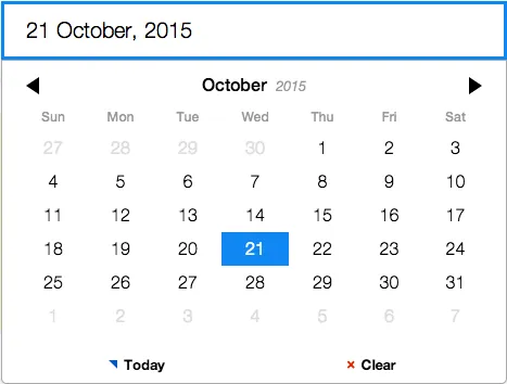 Full featured date picker with Pickadate plugin