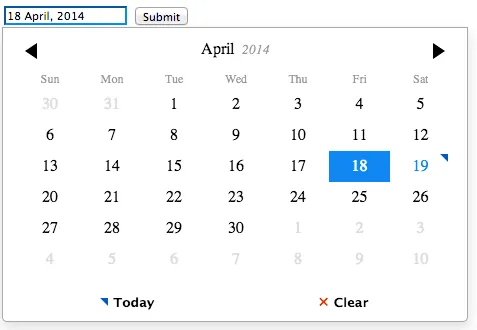 Figure 8.3 Pickadate enabled on an input field