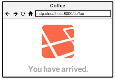 Figure 3.4 The default root route of the application has been replaced with “coffee”