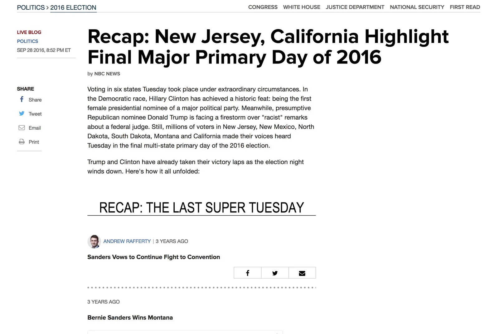 Example of full live blog